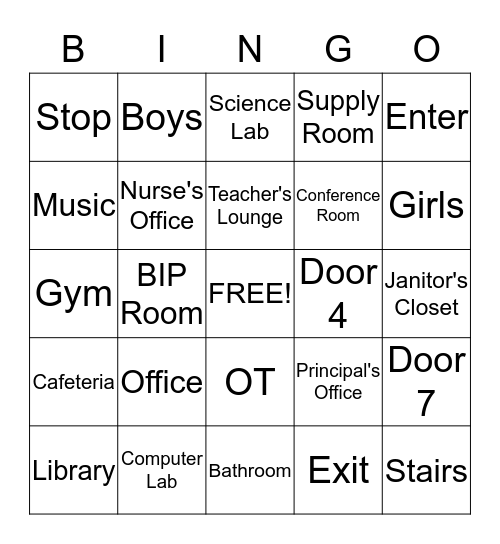 Signs Around School Bingo Card
