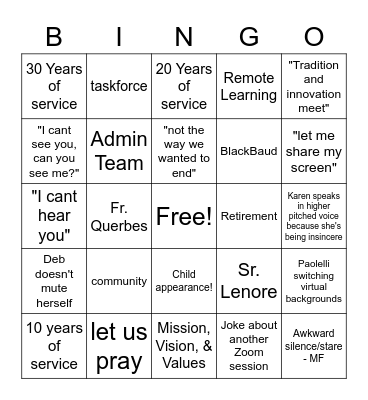 End of Year Zoom Bingo Card Bingo Card