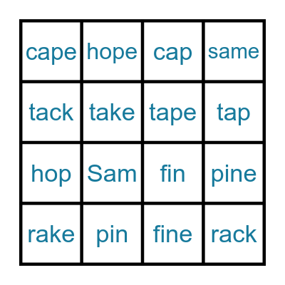 Long & Short Vowel Sounds Bingo Card