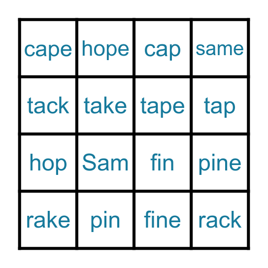 Long & Short Vowel Sounds Bingo Card