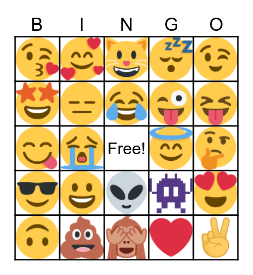 EMOJI Bingo Card