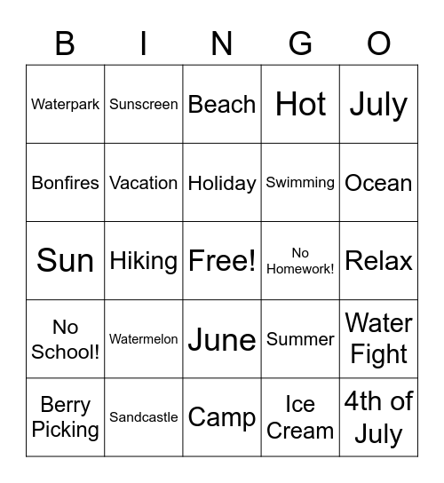 Summer Birthday Bingo! Bingo Card