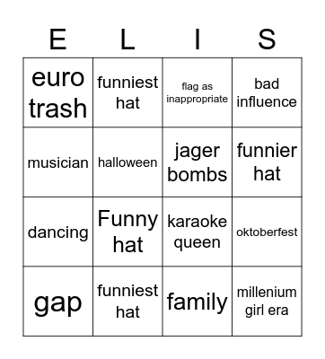 Elise Bingo Card