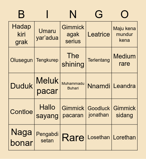 Semangat CY🥺💘 Bingo Card