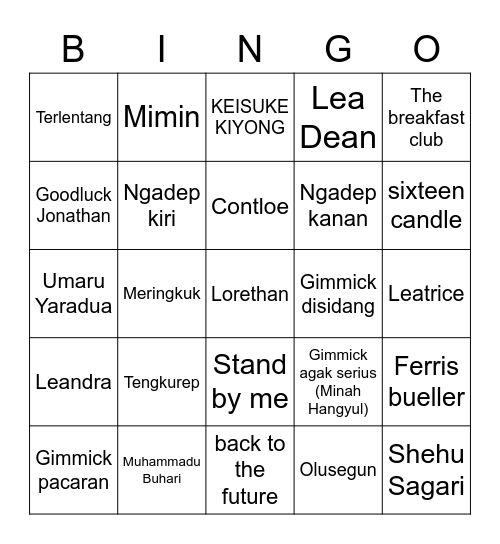 Davi Bingo Card
