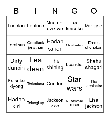 Joyie’s bingo Card