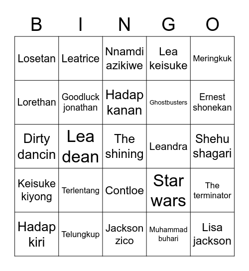 Joyie’s bingo Card