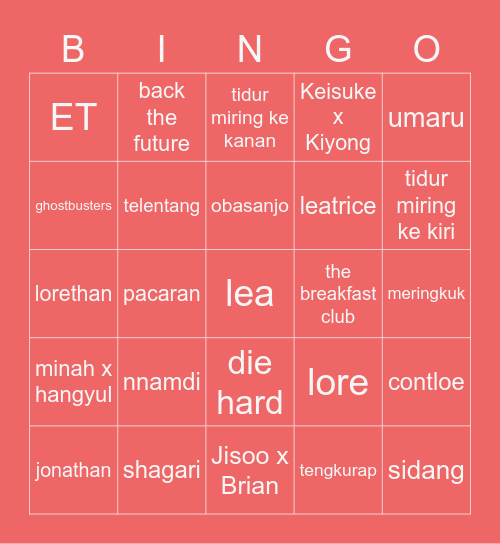 TSAl2Lc Bingo Card