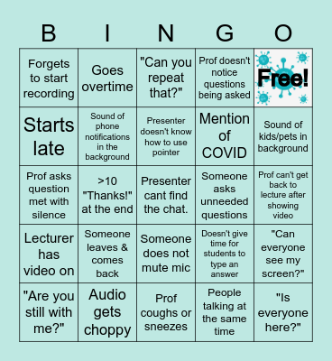 BlackBoard Collaborate Bingo Card