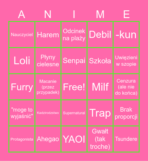 Hentai Bingo Card