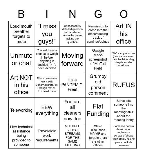 ESC All Hands Bingo Card