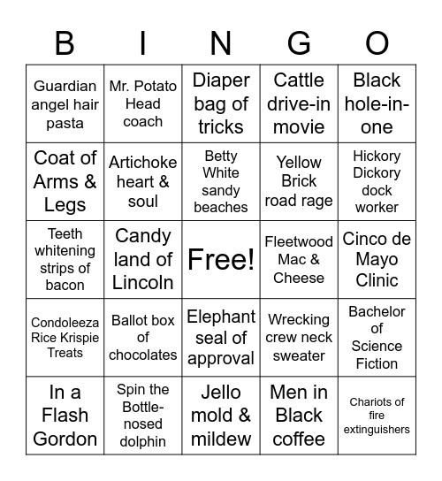 Before and After Bingo Card