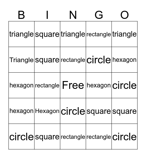 Shapes Bingo Card