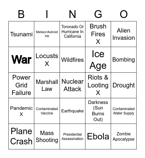 2020 Bingo Card