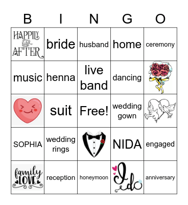 Nida's Bridal Bingo | NICE! Bingo Card
