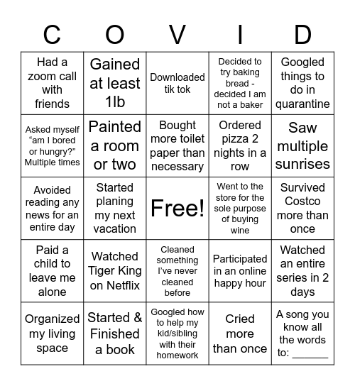 Marshalls 769 Bingo Card