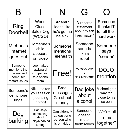 First Friday Bingo Card