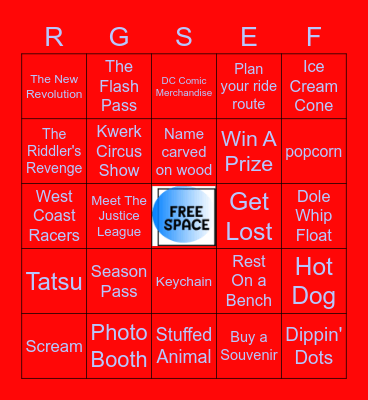 MAGIC MOUNTAIN Bingo Card
