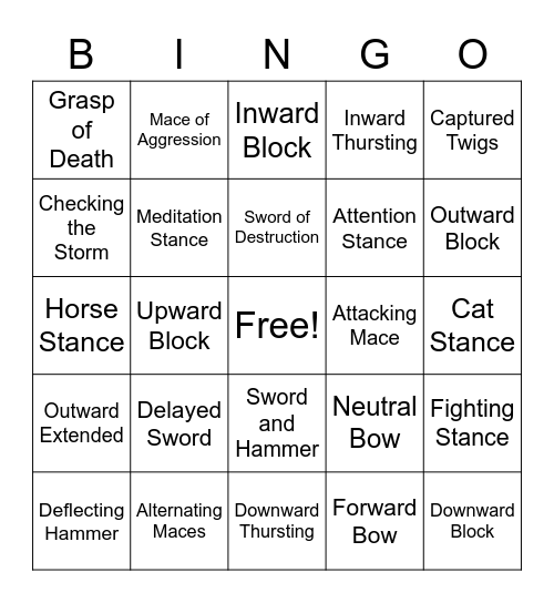 White Bingo Card