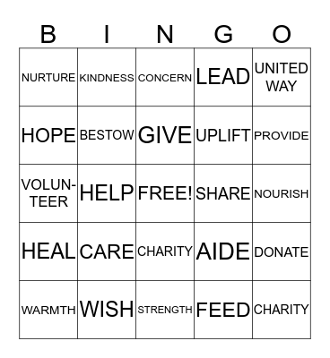 UNITED WAY  Bingo Card