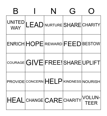 UNITED WAY  Bingo Card