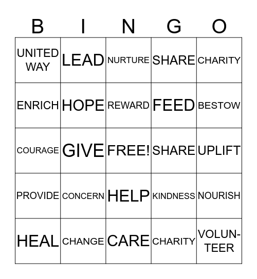 UNITED WAY  Bingo Card