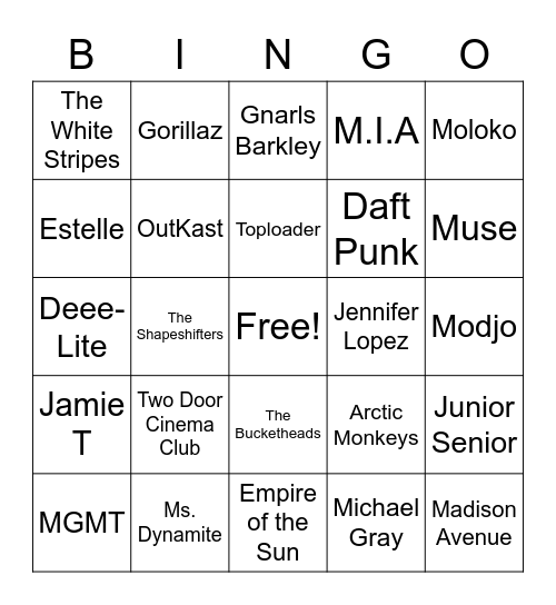 Music Round: Essential Bangers Edition Bingo Card