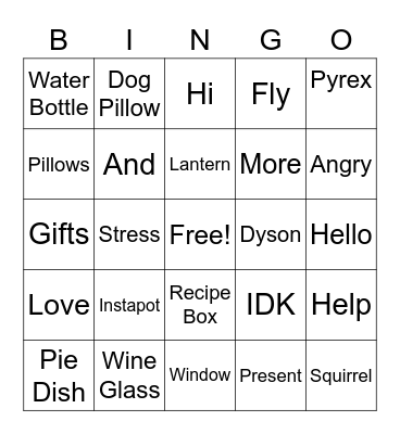 Bridal Shower Bingo Card
