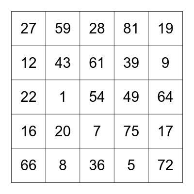 Jess's Birthday Bingo Card