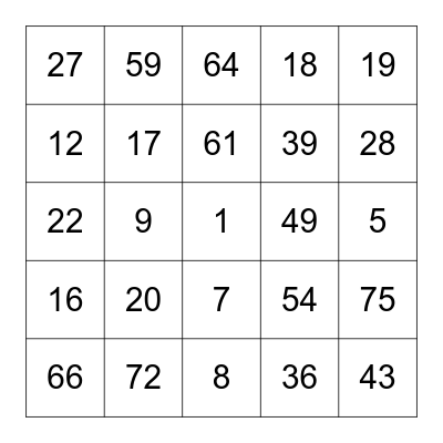 Jess's Birthday Bingo Card