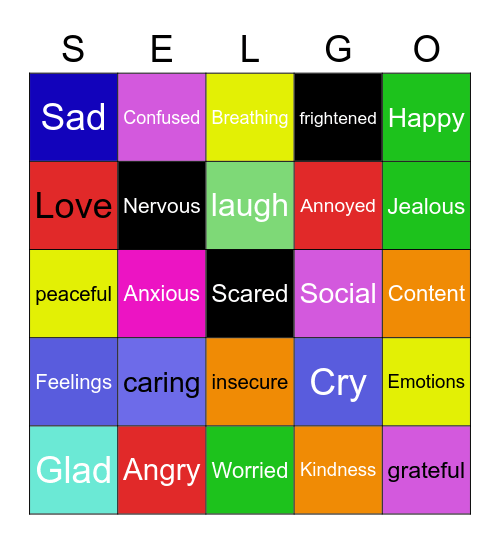 Social Emotional Learning Bingo Card