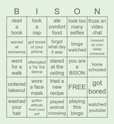 The BISON BINGO Card