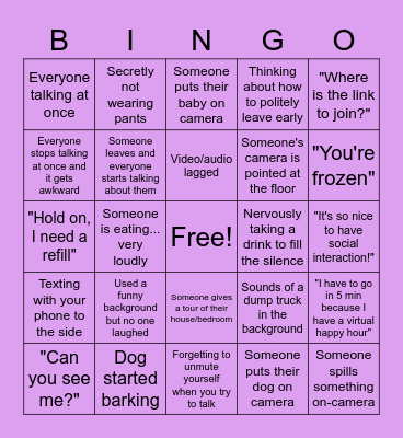 Zoom Bingo Card