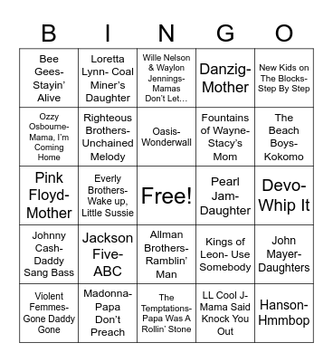 Total-Quiz.com Presents Radio Bingo: Family Ties Bingo Card