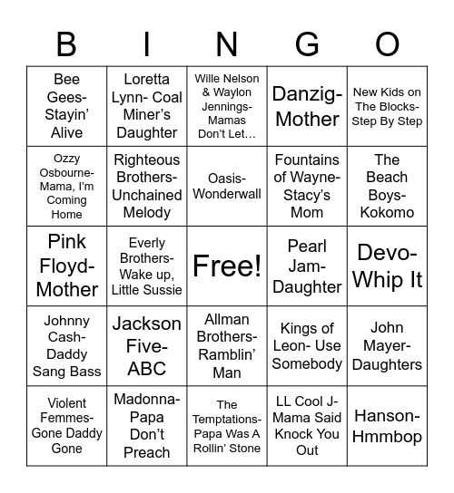 Total-Quiz.com Presents Radio Bingo: Family Ties Bingo Card