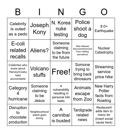 2020 Bingo Card