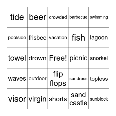 BEACH BINGO Card