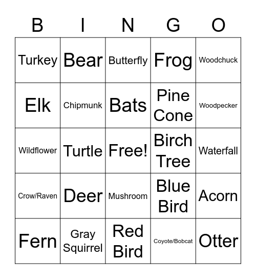 Great Smoky Mountains Bingo Card