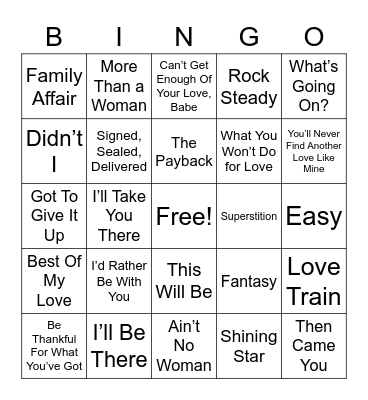 Power to the People (70's Hits) Bingo Card