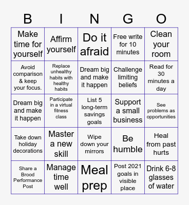 Brood Performance Excursion BINGO Card