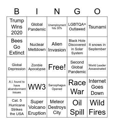 Apocalypse Bingo Card