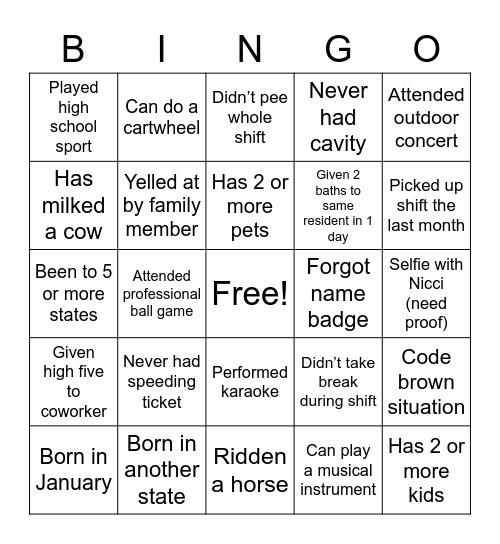 North River Bingo Card