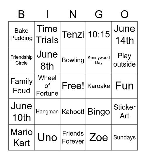 Friends at Home Birthday Bingo! Bingo Card
