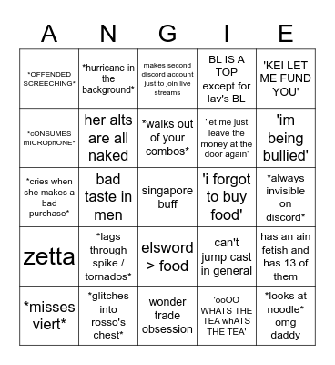 Imagine Playing NA Servers from Singapore Bingo Card