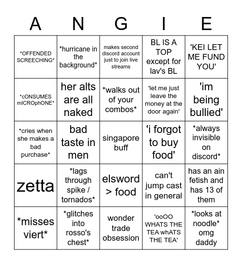 Imagine Playing NA Servers from Singapore Bingo Card