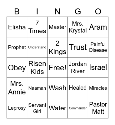 Naaman Bingo Card