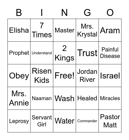 Naaman Bingo Card