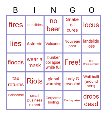 2020 Bingo Card