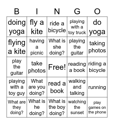 What are you doing? Bingo Card
