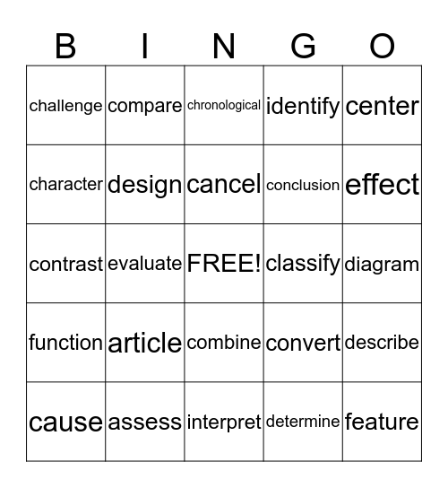 Quarter 1 Week 1-4 Bingo Card